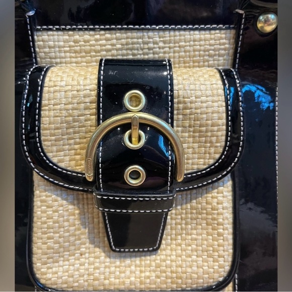 Coach EUC Princess Street Raffia and Patent Leather Legacy Tote Bag - Picture 6 of 15
